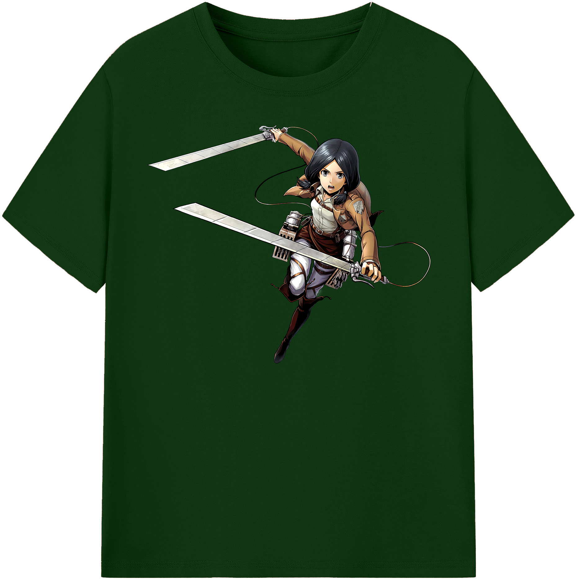（画像用） 進撃の巨人 ミカサ·アッカーマン Attack on Titan Mikasa Ackerman 綿100％半袖Tシャツ（フロントプリント）